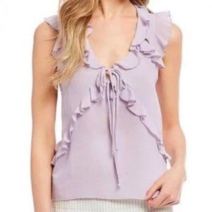 Gianni Bini GB Sz XL Top Blouse Ruffle Front Flutter Sleeve Double Bow Cut Outs